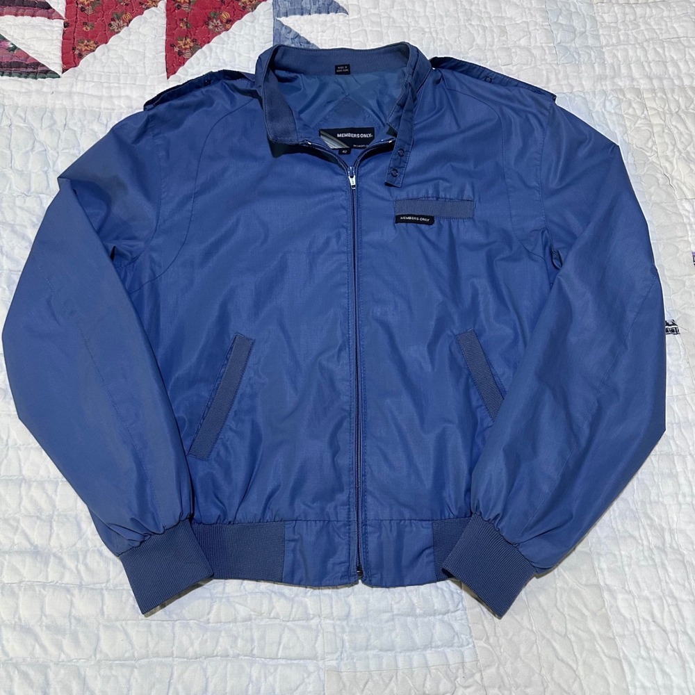 Members Only Racer Jacket Blue Bomber Coat 42 Large‎